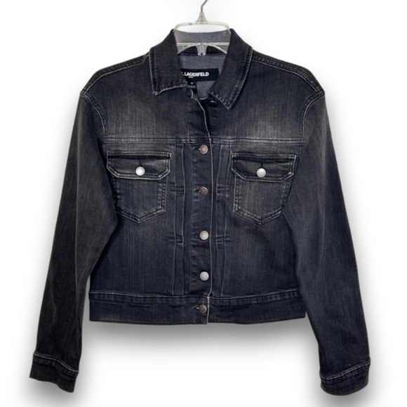 Karl Lagerfeld Black Denim Jacket XS - Picture 2 of 13